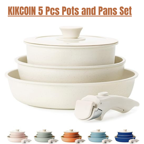 KIKCOIN 5 Pcs Pots and Pans Set